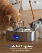3.4Gal Dog Water Fountain for Large Dogs, 13L Stainless Steel Large Pet Fountain with Deeper & Wider Drinking Area, Automatic Dog Water Bowl Dispenser with Water Window