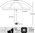 AMMSUN XL Chair Umbrella with Universal Clamp Adjustable 47 inches and 360-degree Swivel UPF 50+, Portable Clamp on Camping or Beach Chair, Stroller, Wheelchair, Golf cart, Navy Blue, Large-sized