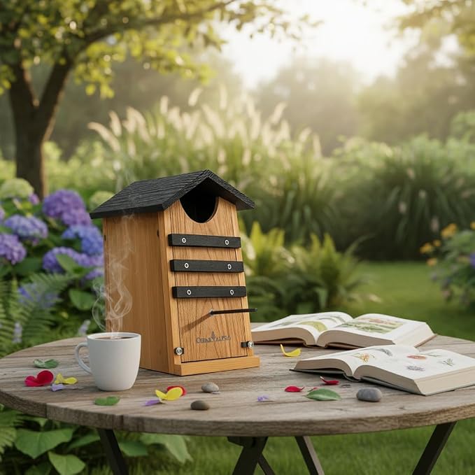 Cedar Screech Owl House Box, Squirrel Nesting Shelter, Large Cedar Bird House for Outside, Rustic Big Birdhouse,Nesting Shelter Nester Heavy Duty, Stainless Steel Perch,Assemble Needed