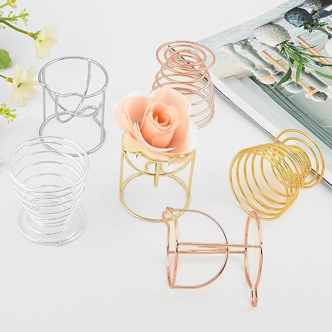 Air plant holders unique, 6pcs/pack Geometric Metal Plants Stand Airplant Container Tillandsia Holder Planter Shelves Airplants Rack Tabletop Decor for Plant Lovers(cat + spring shape)