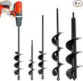 Auger Drill Bit for Planting 4 Pack, Garden Ground Earth Spiral 3/8" Hex Drive Drill, Easy Bulb Post Hole Digger Flowers, Metal Bedding Digging Plant Rapid Planter Tool
