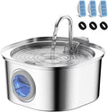 PEKTACO Stainless Steel Cat Water Fountain, 3.2L/108oz Cat Water Dispenser with Quiet Water Pump, Dishwasher Safe Pet Drinking Fountain for Cats with 3 Filters + 3 Sponges