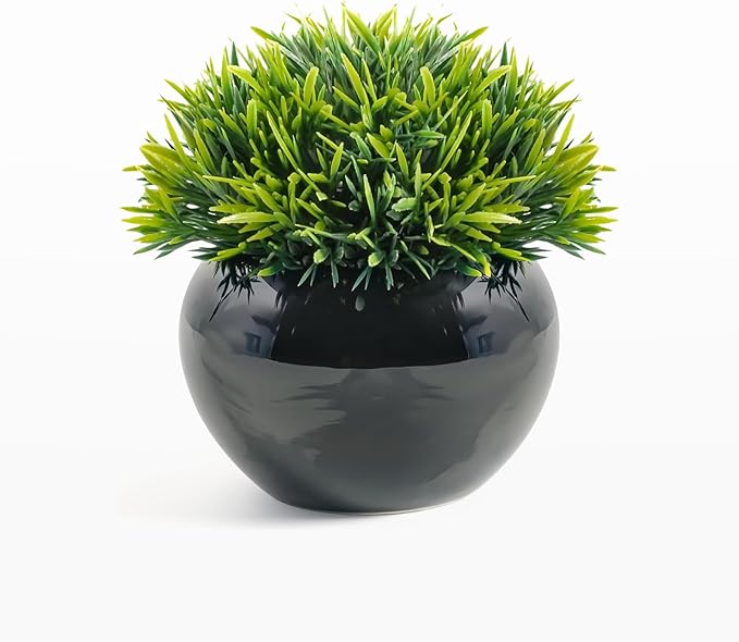 Velener Small Artificial Succulents Grass Desk Plant for Office, Fake Sage Plants for Shelf Decor, Mini Faux Plant Indoor, Masculine Home Decor, Coffee Table Decor, Bathroom Counter Decor in Pot