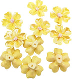 10 PCS 3D Flower Ceramic Tiles,1.6" Handmade Procelain Ceramic Flowers for Artwork,Fish Tank,Vases,Living Room, Dining Table,Office, Home Floral Decor (Single-Flowered Iridescent Yellow)