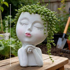 Face Planter, Head Planter, Plant Pots Indoor, Plant Pot for Home Decor, Flower Pots with Drainage, Cute Planters for Women, Succulent Pots, Face Flower Pot(7.2 Inch)