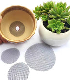 Sylken 200 Pack Flower Pot Hole Mesh Pad, 4" Rounds Drainage Hole Mesh Pad - Ultimate Gardening Solution Preventing Soil Loss, Anti-Slip, Bonsai Bottom Grid Mat Gifts for Women Gardeners!