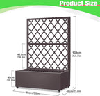 Metal Planter Box with Privacy Screen Trellis,Galvanized Raised Garden Bed On Wheels for Climbing Plants Vines, Standing Garden Flower Bed with Drainage Holes(Espresso, 35" L x16 W x 55" H)
