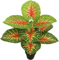 Artificial Caladium Plant with Red and Green Leaves, Red Leaf Artificial Plants Decoration Simulated Bonsai Potted Decor Home Room Party Wedding Office Floor(RedGreen(No Flowerpot), 60cm)