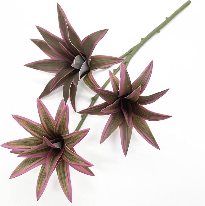 Fake Dracaena Plant, Artificial Greenery Branches 18.5" Realistic Shrubs Small Leaves Stems Faux Plants for Indoor Outdoor Garden Potted Wedding Party Office Planter Filler DIY Decoration Purple 2 Pcs