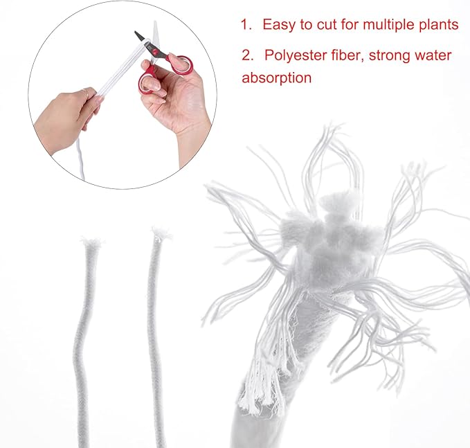 ORIMERC 120 feet 1/6 inch Self Watering Capillary Wick Cord Vacation Plant Sitter DIY Hydroponic Wicking Watering Planter Pot Automatic Water System Device Potted Violet Auto Seedling Waterer Rope