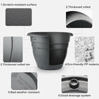 3 Pack 16 Inch Large Plant Pots with Rolling Saucers & Drainage Holes,Heavy Duty Plastic Planters for Indoor Outdoor Plants,Large Flower Pots with Wheels for Tall Plants(Black)