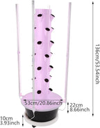 Growing Tower, 28-Plant Hydroponic Indoor Vertical Garden Kit with LED Lighting and 24-Hour Cycle Timer, Hydroponics Growing Tower for Gardens, Farms, School Research Rooms (White and Black)