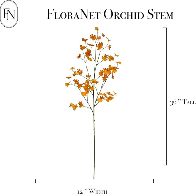 6 PCS Long 36" Artificial Flower Dancing Orchid Stems w Stretching Branches Design & Fake Silk Petals for Indoor Home Decoration Shop Office Decor Floral Arrangement Living Room Garden Party (Orange)