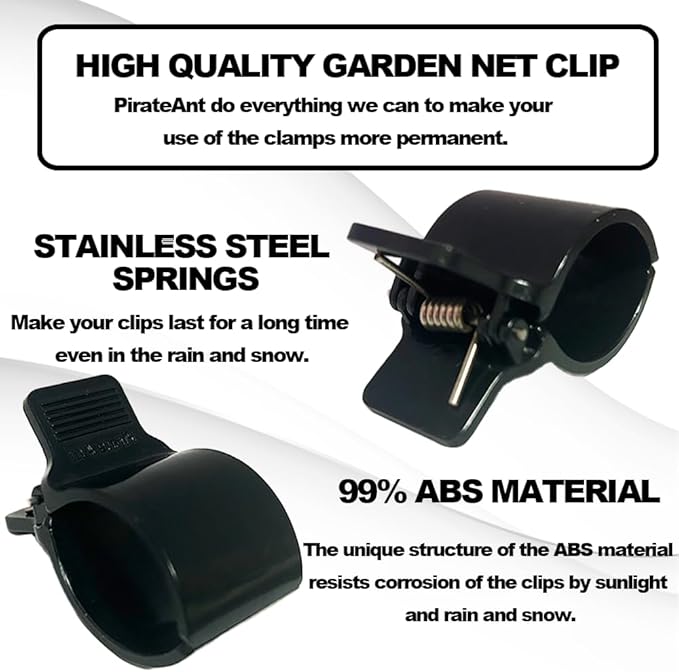 Greenhouse Clamps for3/4-1 Inch PVC Pipe, Greenhouse Hoops,Support Frame,Grow Tunnel,Plant Support Garden Stakes.Pure Black Garden Clips for Fixing Plant Cover, Plastic Sheeting, Film Row Cover, Net.