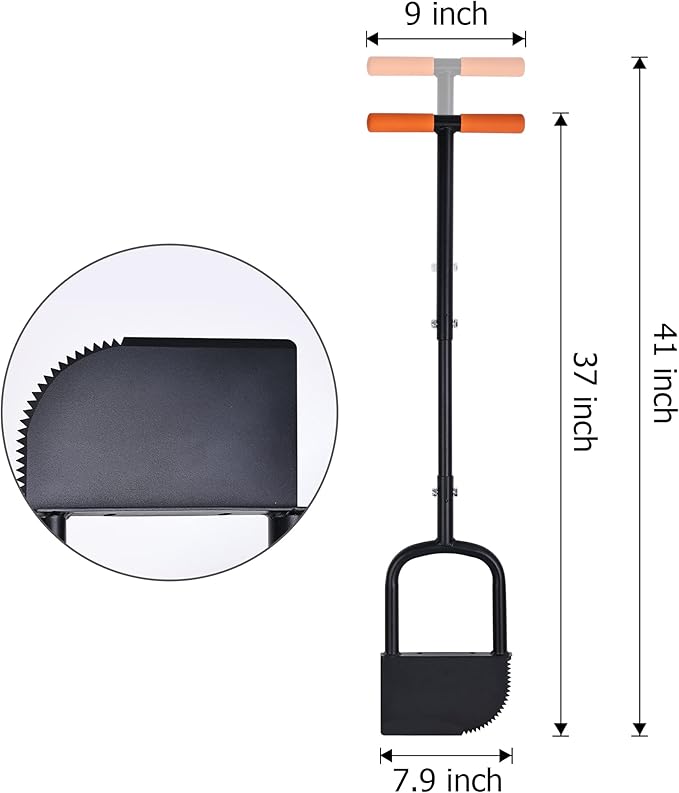 BARAYSTUS Height Adjustable Garden Edger Tool, Hand Steel Edger, Half Moon Lawn Edger, Saw-Tooth with Very Sharp Blade Manual Edger