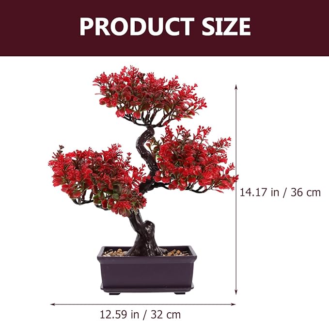 Cabilock Artificial Bonsai Tree Decor, Small Fake Plants Indoor for Home Office Desk, Faux Potted Plant Zen Japanese Trees for Men Living Room Shelf Decorations