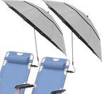 2 Pack 40.9'' Beach Chair Umbrella with 360° Adjustable Canopy & 270° Flexible Clamp, Double Canopy Sun Protection for Wheelchair, Patio, Golf Cart, Camping