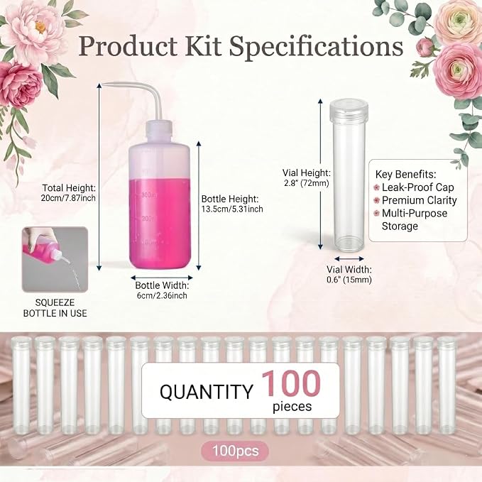 100 pcs Floral Water Tubes with 500ml Watering Can