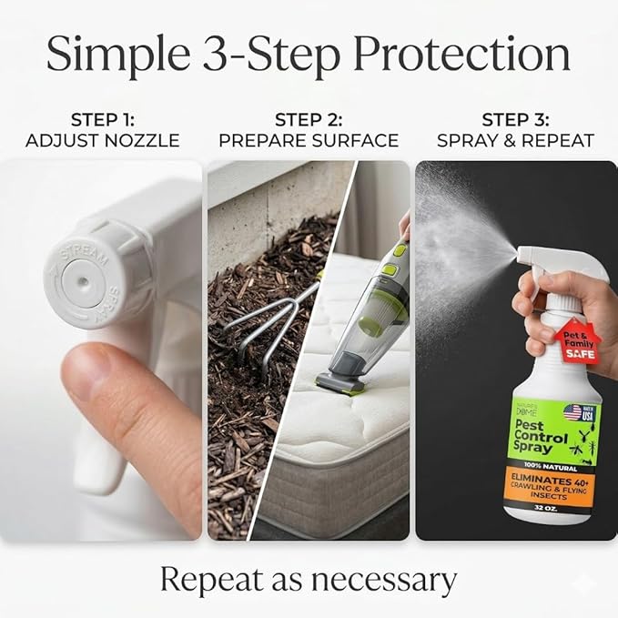 Nature’s Dome Pest Control Spray 32 Oz | 100% Natural Ant Killer & Bug Spray for Indoor & Outdoor Use | Eco-Friendly Bug Spray for Flea, Ticks, Ant & Mosquitos | Safe for Pets and Kids