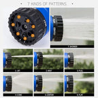 25FT Ultra-Flexible Garden Hose, No-Kink No-Twist Design with 7-Function Spray Nozzle, All-Weather Puncture Proof Lightweight Hose for Gardening, Patio and Car Wash(black+blue 25FT)