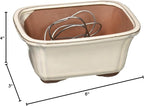 Brussel's 6" Rectangle Bonsai Glazed Ceramic Pot (Small, New Cream)