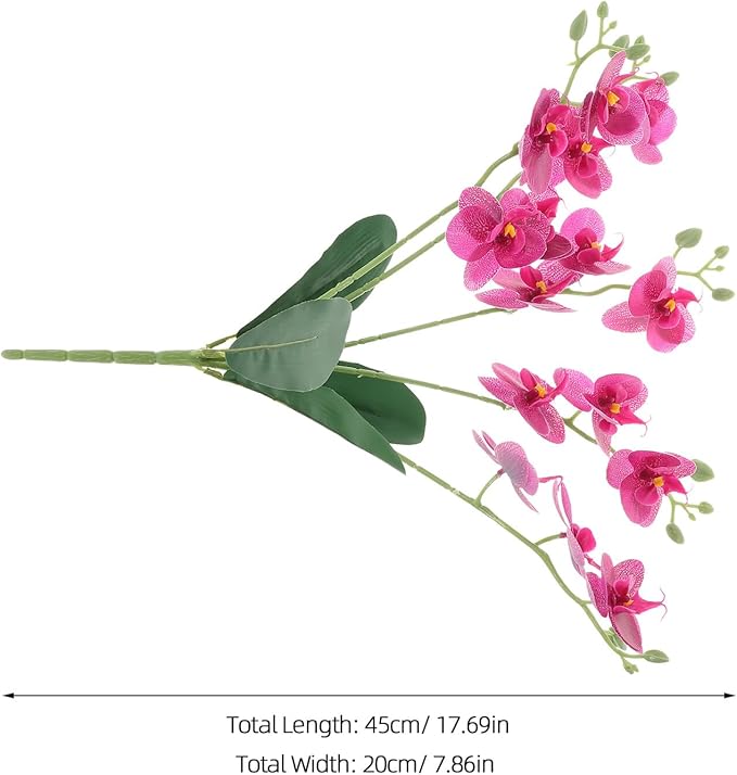 Realistic Faux Phalaenopsis Orchid Stem Purple Butterfly Orchid Flower, Artificial Indoor Plant for Home Decor, Living Room Vase Filler and Wedding Event Arrangement