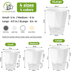 5 Pack Self Watering Plant Pots 6.7 Inches Self Watering Planters for Indoor and Outdoor Plants African Violet Self Watering Pots Clear Pots for Plants Herb Orchid Flower Houseplant Pots, White