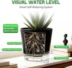 Self Watering Pots for Plants, 2026 New Flower Plant Pots with Drainage Holes, Wicking and Clear Reservoirs for Succulent, Aloe, Cacti and Others - 6 Pack (Black, 5")