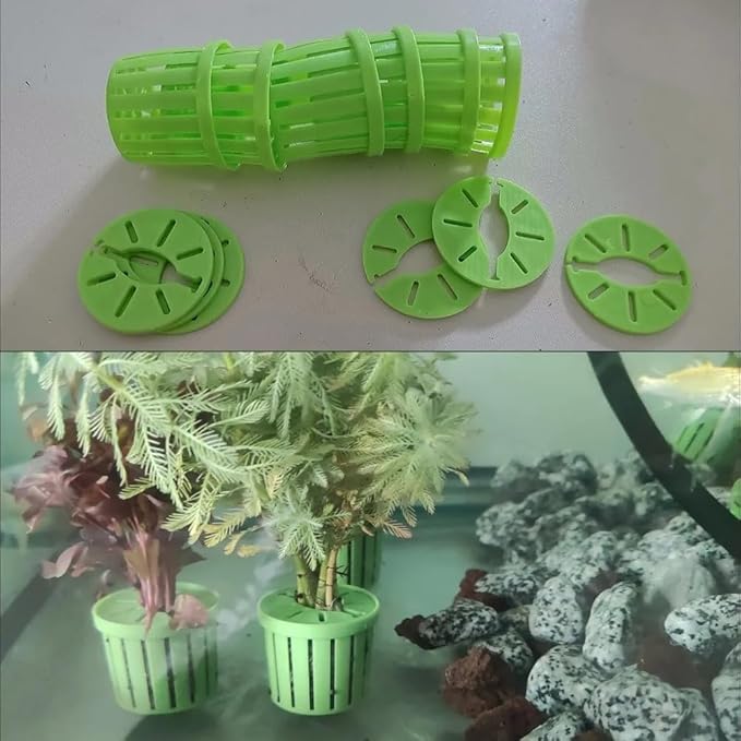 4 Pack Aquarium Plant Holder Fish Tank Plants Pots Anti-Floating Aquarium Plant Weights Aqua Soil Container for Echinodorus Bleheri Live Freshwater Plants Substrate Tabs Fertilizer Stratum