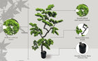 4.6ft Artificial Bonsai Tree Juniper Faux Pine Plant | Large Indoor Fake Tree Decor with Black Plastic Pot for Home, Office Desk, Table, Shelf, Bedroom & Living Room Decor (Green)