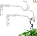 Saffruff 8 Inch 2 Pack White Heavy Duty Outdoor Plant Hangers, Iron Hanging Plant Brackets for Hanging Plants Outside, Metal Plant Hooks Plant Wall Hooks for Hanging Lantern, Bird Feeder