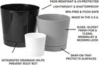 Root & Vessel Majestic Full Depth Round Cylinder Pot, Glossy Gray, 12-Inch (10120)