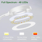 Wolezek 2 in 1 Grow Lights for Indoor Plants, 3 Colors Plant Lights for Indoor Growing with 360° Gooseneck, 48 LEDs Full Spectrum Plant Grow Lights Indoor, 6/12/16H Timer, 5 Brightness, White 2 Pack