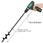 Auger Drill Bit for Planting, 1.6" x 16.5" Heavy Duty Garden Auger, Post Hole Digger, Bulb Planter, Fence Post Hole Tool for 3/8" Hex Drive Drill