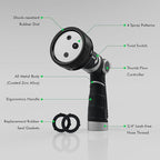 RESTMO Multi-Angle Garden Hose Nozzle with Sprinkler Function, Heavy Duty Water Hose Nozzle with 4 Spray Patterns, Magic Twist and Thumb Flow Control for Garden Watering, Car Washing & Yard, Black
