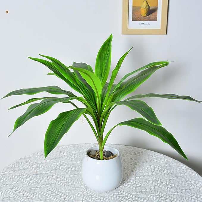 2 Pcs Artificial Cordyline Fruticosa Logs Tropcial Plant 21.6in Fake Dracaena Tree for Indoor Outdoor Office Home Living Room Patio Greenery Porch Decor (Green)