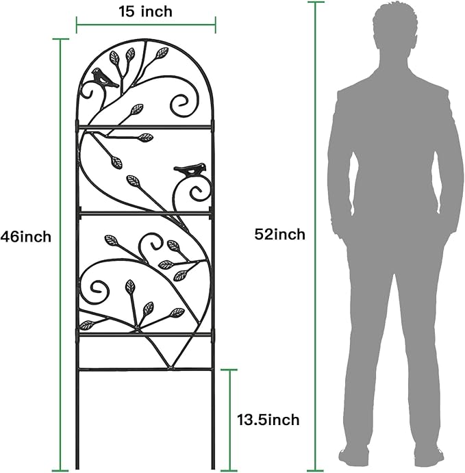 Amagabeli 4 Pack Garden Trellis for Climbing Plants Outdoor 46" x 15" Rose Wrought Iron Trellis for Vine Vegetable Flower Ivy Cucumber Decorative Trellis Black