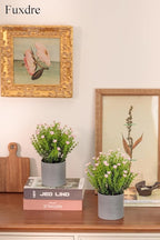 2 Pack Small Desk Plants, Artificial Bathroom Plants Decor with Thyme Flower in Vintage Melamine Pots, Faux Plants Indoor for Shelf Decor in Home Office, and Spring Decor (Pink)