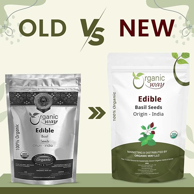 Organic Way Edible Basil Seeds | Organic & Kosher Certified | Sabja Seeds Rich in Fibers | Raw, Vegan, Non GMO & Gluten Free | USDA Certified | Origin - India (4 Ounce Pack)