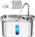 Cat Water Fountain Stainless Steel for Cats Indoor 2.5L 85oz by BPA-Free SUS304, 4pcs Effective 6-Layer Filter Cat Fountain for Drinking 20dB Ultra Quiet Metal Pet Water Fountain (Fountain+4 Filters)