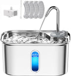 Cat Water Fountain Stainless Steel for Cats Indoor 2.5L 85oz by BPA-Free SUS304, 4pcs Effective 6-Layer Filter Cat Fountain for Drinking 20dB Ultra Quiet Metal Pet Water Fountain (Fountain+4 Filters)