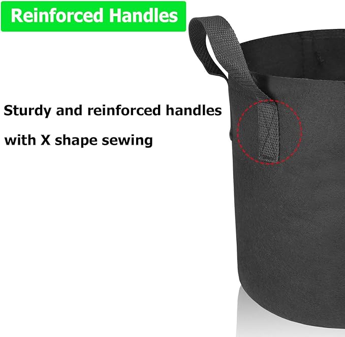 20-Pack 7 Gallon Grow Bags, Heavy Duty Aeration Fabric Pots with Handles,300G Thickened Nonwoven Pots for Plants/Vegetables/Flowers