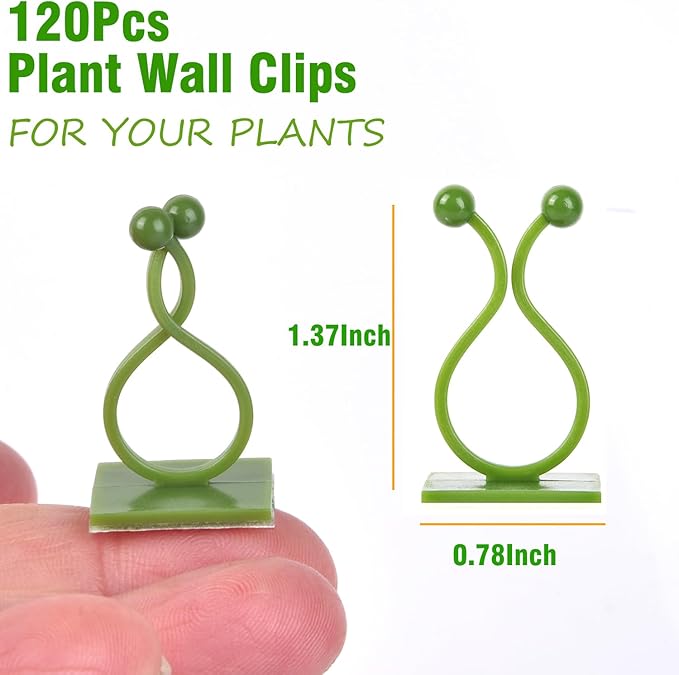ALLWIN Plant Climbing Wall Clips - 120Pcs,Plant Hooks for Vines, Money Plant Clips (Green)