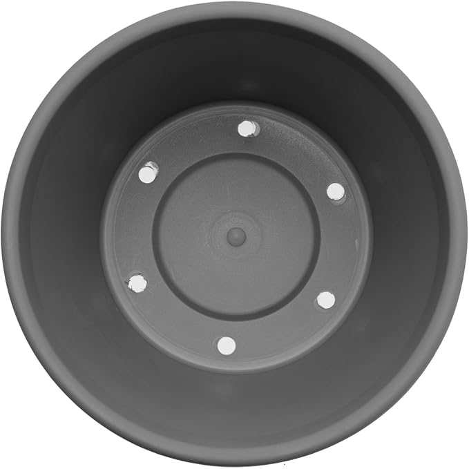 Bloem Terra 4" Diameter Round Charcoal Resin Planter Pot with Pre-Drilled Drainage Holes for Indoor and Outdoor Gardening