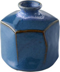 Wazakura Minoyaki Ceramic Small Ikebana Flower Bud Vase Made in Japan, Handpainted Floral Arrangement Pottery Supplies Hexagon Shaped Blue Vase - Hexagon Shaped Blue Vase
