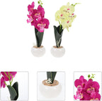 Alipis Artificial Phalaenopsis Bonsai Set 2pcs, Four-Head Simulation Orchid Flowers, Decorative Artificial Flowers for Living Room Home Decor, Floral Arrangement Accessories