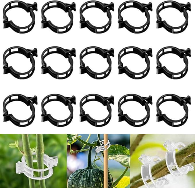 Thickened Plant Fixing Clip 100Pcs, 2025 Summer New Tomato Grape Vine Vegetables Plant Fixing Clips, Upgrade Plant Support Clips Reusable Garden Clips Secured Plastic Plant Clip (150, Black)