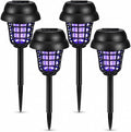 4 Pack Solar Bug Zapper Outdoor Waterproof Solar Powered Mosquito Zapper Repellent Outdoor Patio,Cordless & Auto On/Off Purple White Light Small Fly Insect Zappers for Garden Backyard