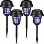 4 Pack Solar Bug Zapper Outdoor Waterproof Solar Powered Mosquito Zapper Repellent Outdoor Patio,Cordless & Auto On/Off Purple White Light Small Fly Insect Zappers for Garden Backyard
