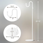 niffgaff 74" Shepherds Hook Stand for Plant: Hanging Bird Feeders, Plants, Lanterns, Wreath and Wind Chimes, Adjustable Free Standing Pole Holder with Heavy Duty Base, Holds Up to 20 LBS, White